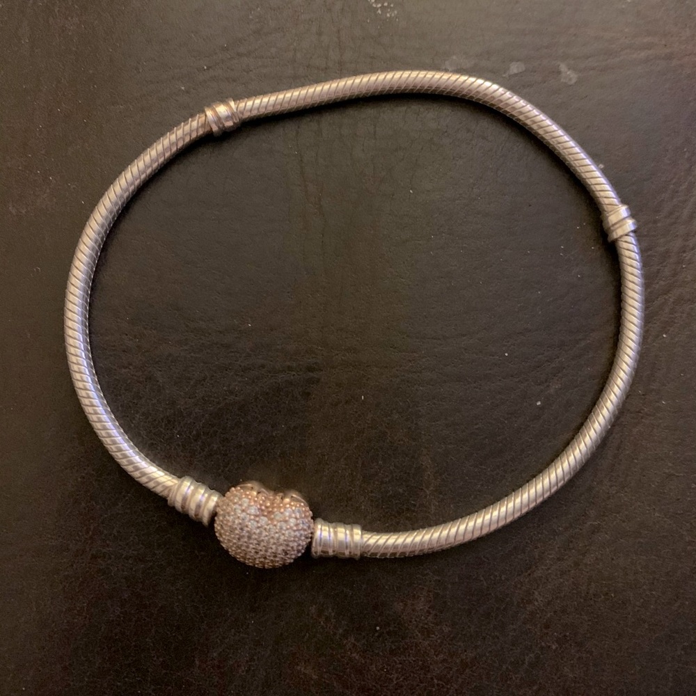Pandora Rose Gold Pave Heart Clasp Bracelet 8.3